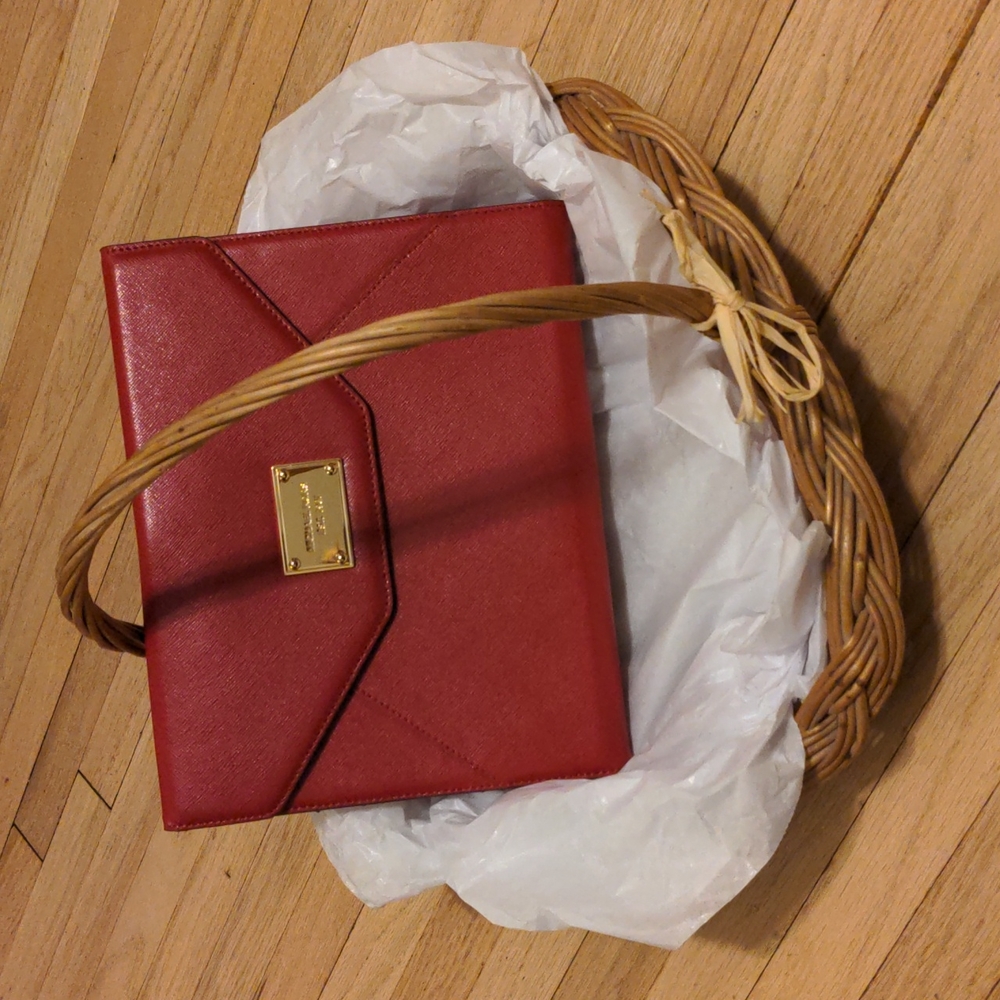 Michael Kors red leather clutch for Apple iPad
